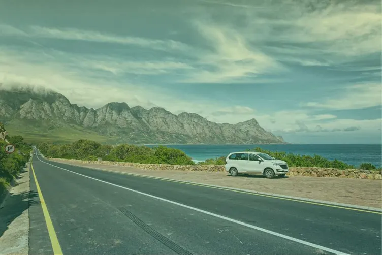 Parkeren langs een weg in Zuid-Afrika